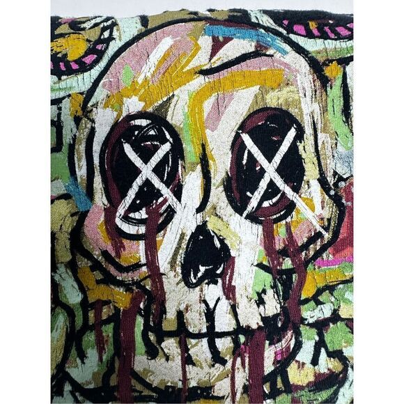 Marc Ecko Black Cotton Men’s Skull Paint T-Shirt Size L - Picture 10 of 11